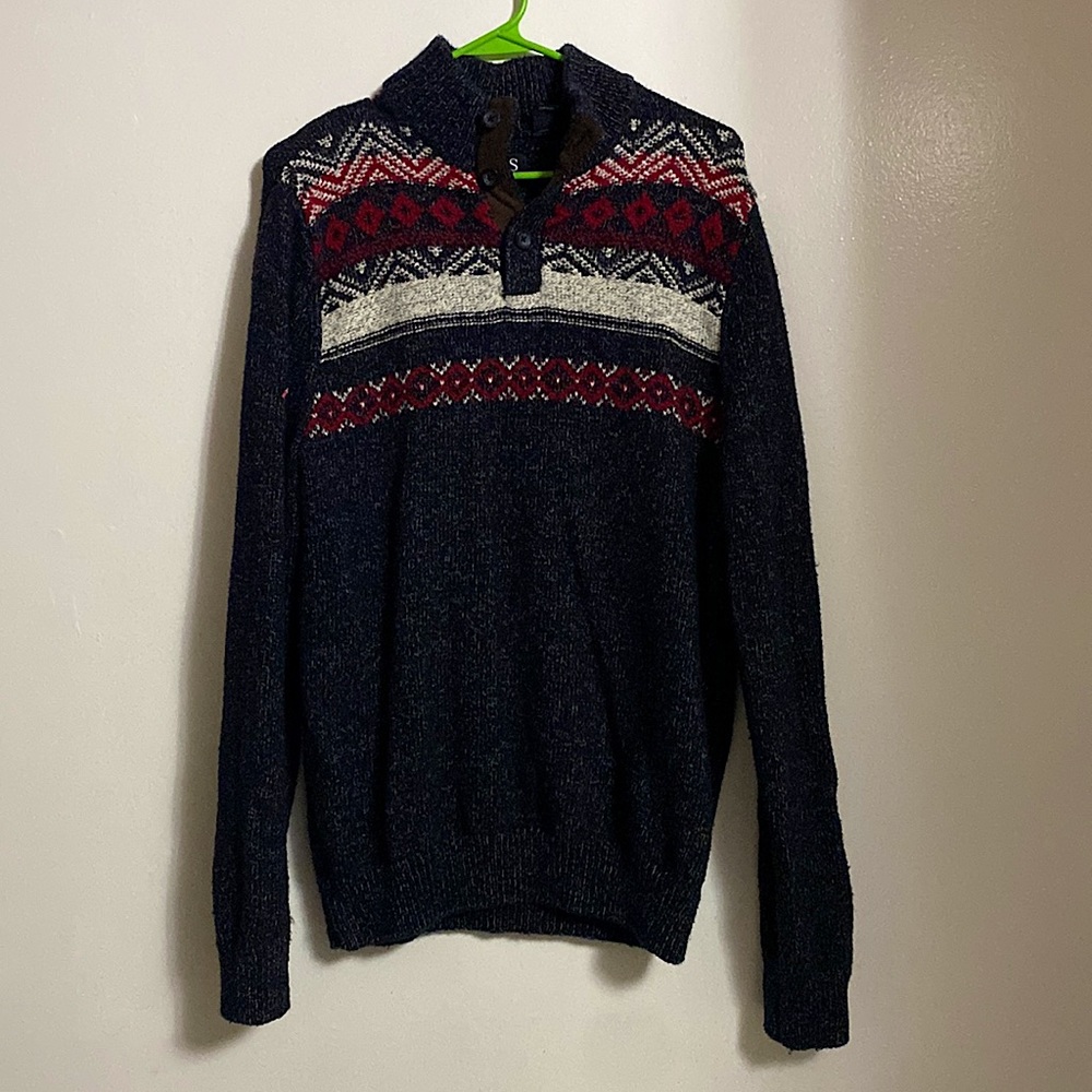 men’s christmas sweater quarter button up